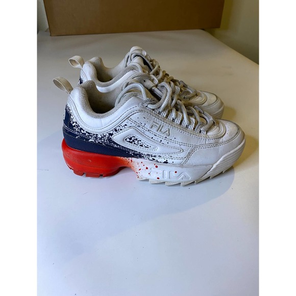 Fila Disrupter 2 Chunky Sneakers Red Blue Womens Size 4 - Picture 3 of 9